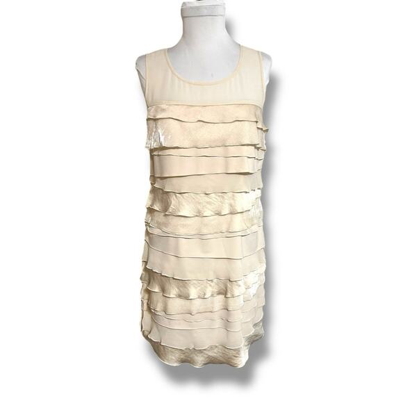 LOFT Dresses & Skirts - LOFT Cream Ruffled Tiered Sheath Dress